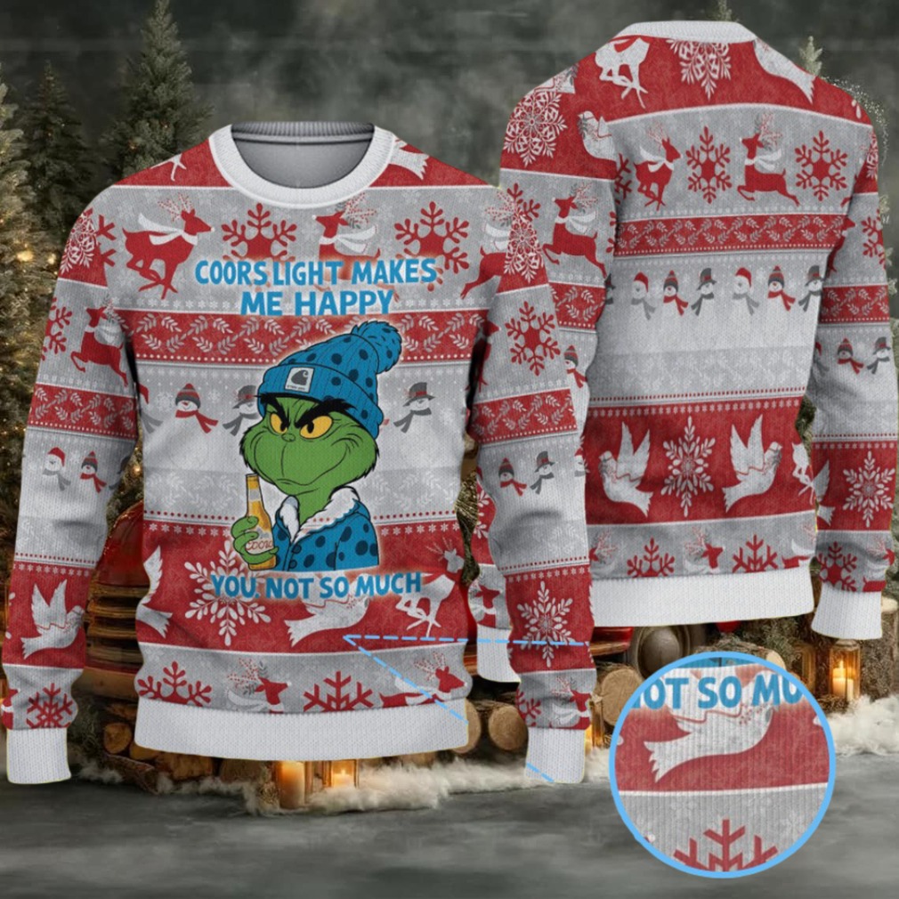 Grey Red Coors Banquet Grinch Christmas Pattern Ugly Sweater Grey Red Coors Banquet Grinch Christmas Pattern Ugly Sweater