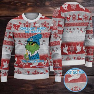 Grey Red Coors Banquet Grinch Christmas Pattern Ugly Sweater