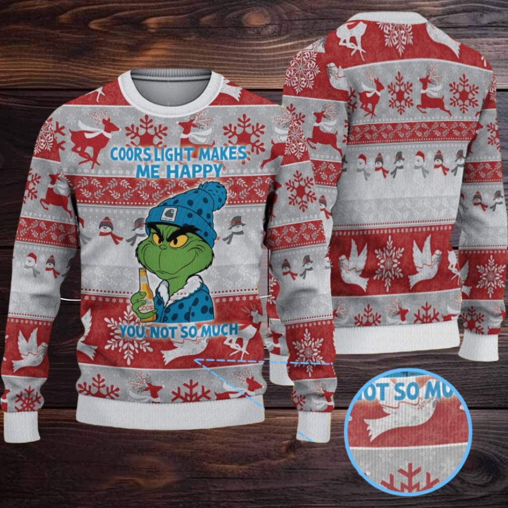 Grey Red Coors Banquet Grinch Christmas Pattern Ugly Sweater Grey Red Coors Banquet Grinch Christmas Pattern Ugly Sweater