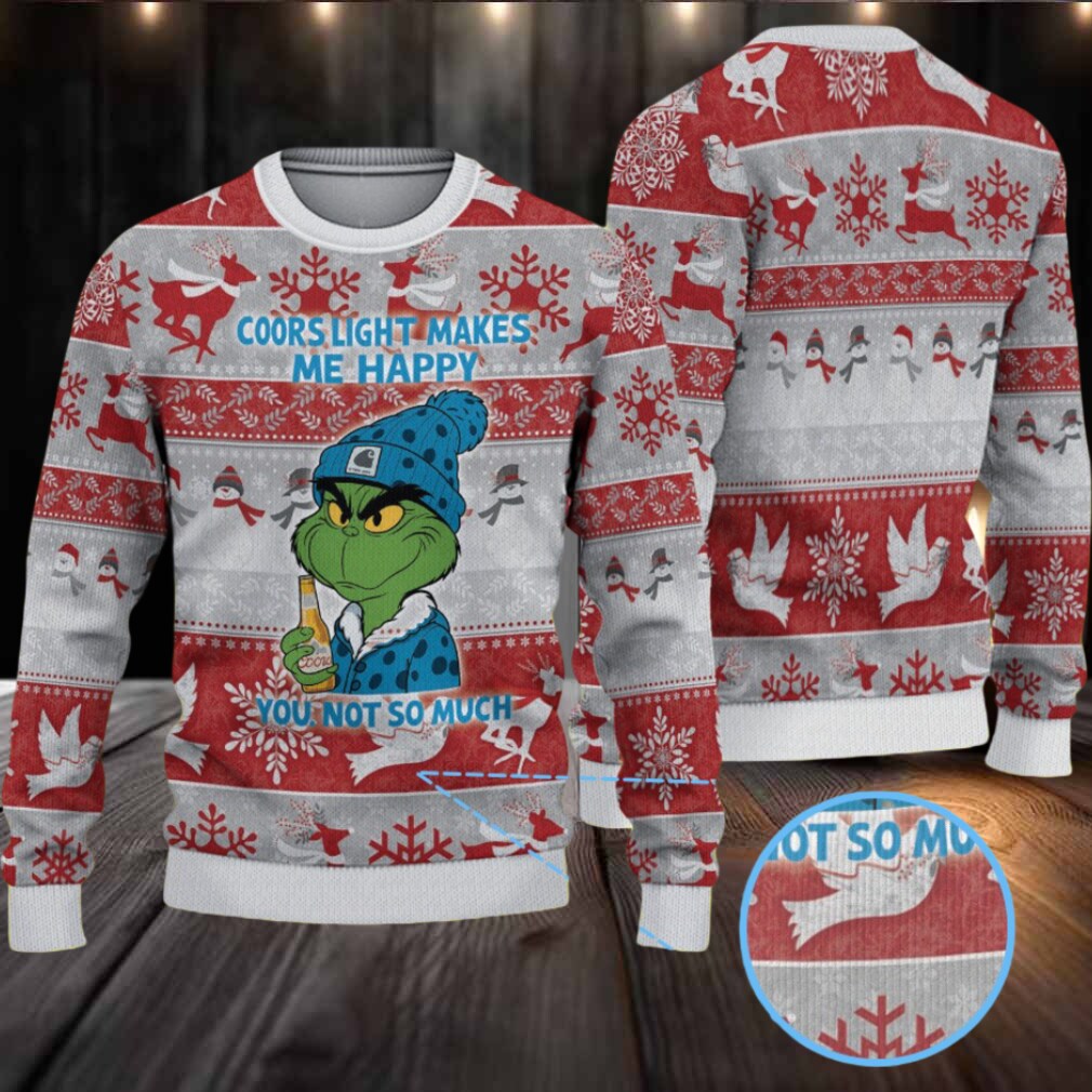 Grey Red Coors Banquet Grinch Christmas Pattern Ugly Sweater Grey Red Coors Banquet Grinch Christmas Pattern Ugly Sweater