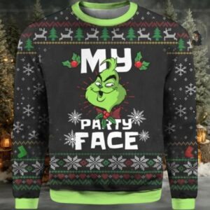 Grinch Party Face Ugly Christmas Sweater, Grinch Xmas Sweater