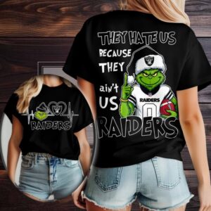 Las Vegas Raiders Grinch Santa They Hate Us Because They Ain’t Us Merry Christmas Shirt