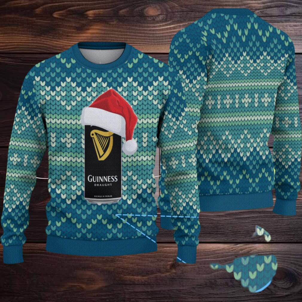 Teal & Navy Knit Hearts Guinness Draught Ugly Christmas Sweater Teal & Navy Knit Hearts Guinness Draught Ugly Christmas Sweater