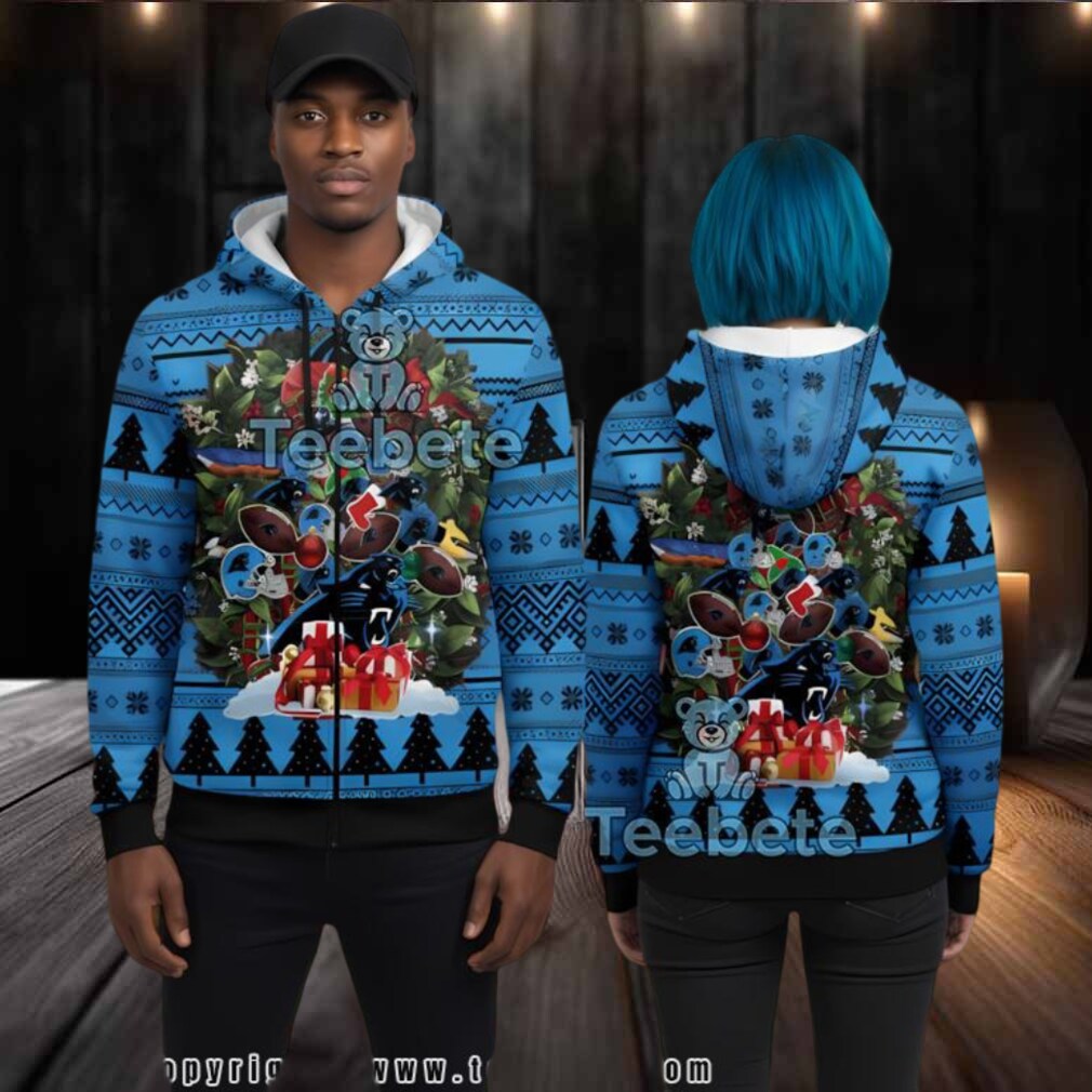 Carolina Panthers Christmas Tree 3D Ugly Hoodie Zip Up Carolina Panthers Christmas Tree 3D Ugly Hoodie Zip Up