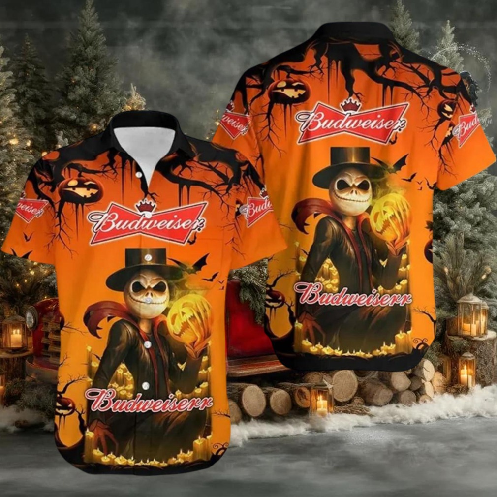 Halloween Jack Skellington Budweiser Hawaiian Shirt