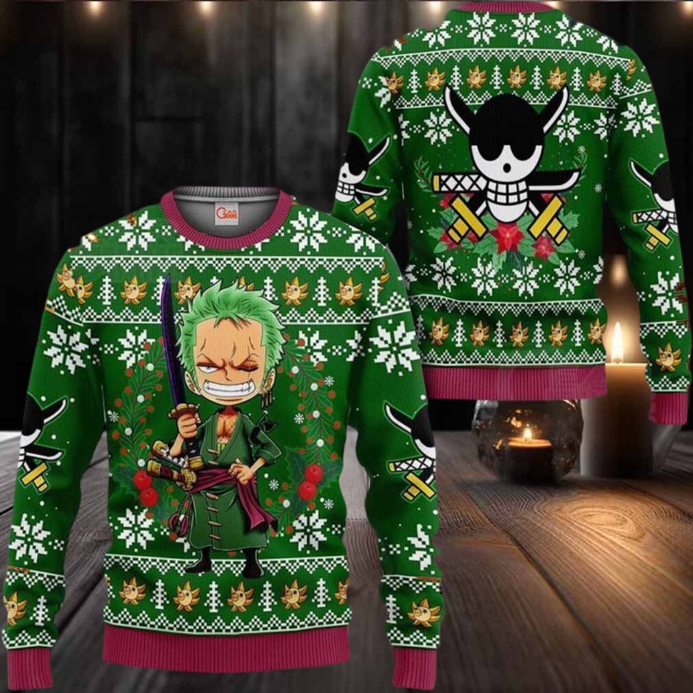 Happy Zoro Anime Xmas One Piece Ugly Christmas Sweater Happy Zoro Anime Xmas One Piece Ugly Christmas Sweater