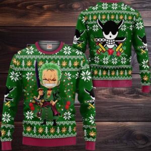 Happy Zoro Anime Xmas One Piece Ugly Christmas Sweater
