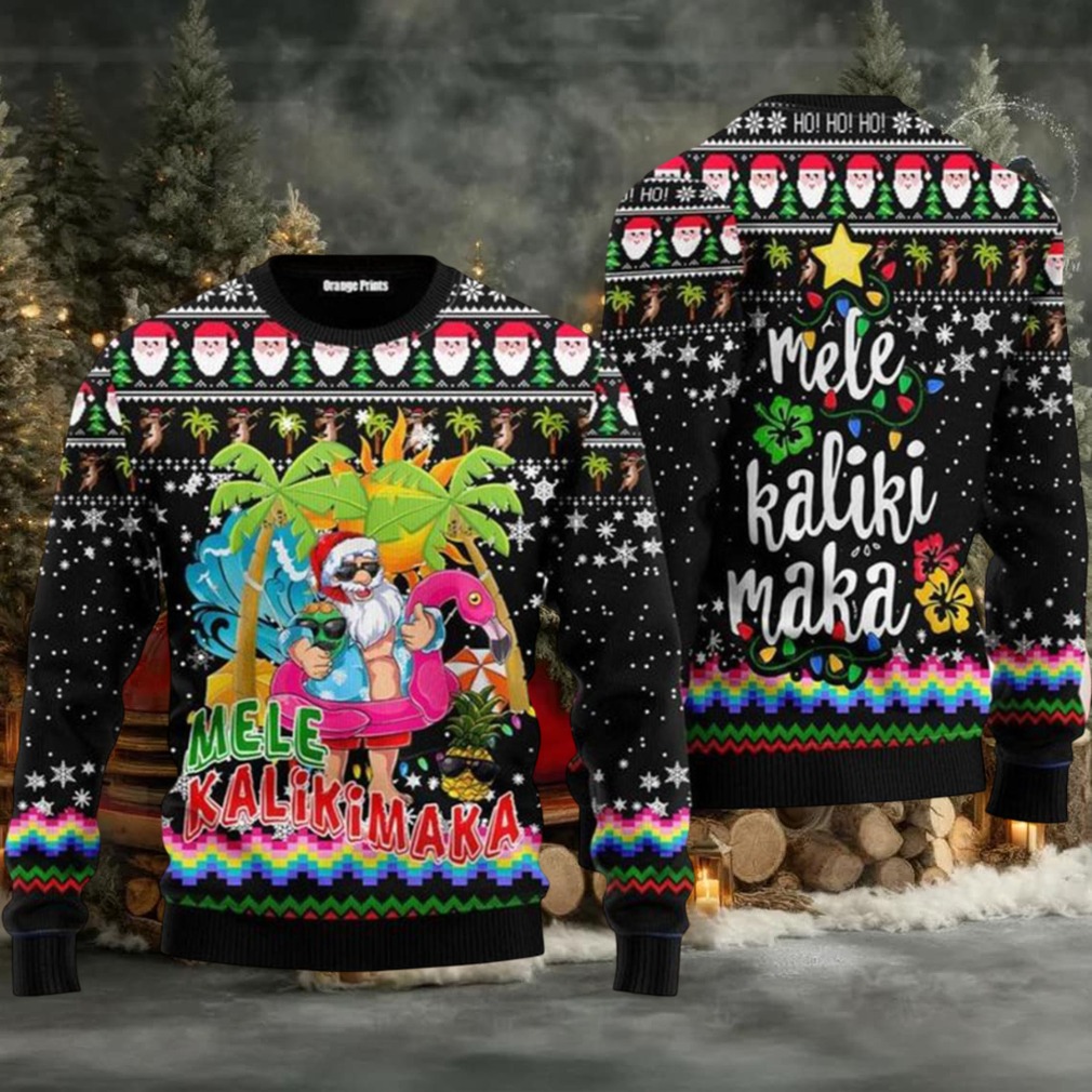 Hawaii Santa Claus Mele Kalikimaka Ugly Christmas Sweater Hawaii Santa Claus Mele Kalikimaka Ugly Christmas Sweater