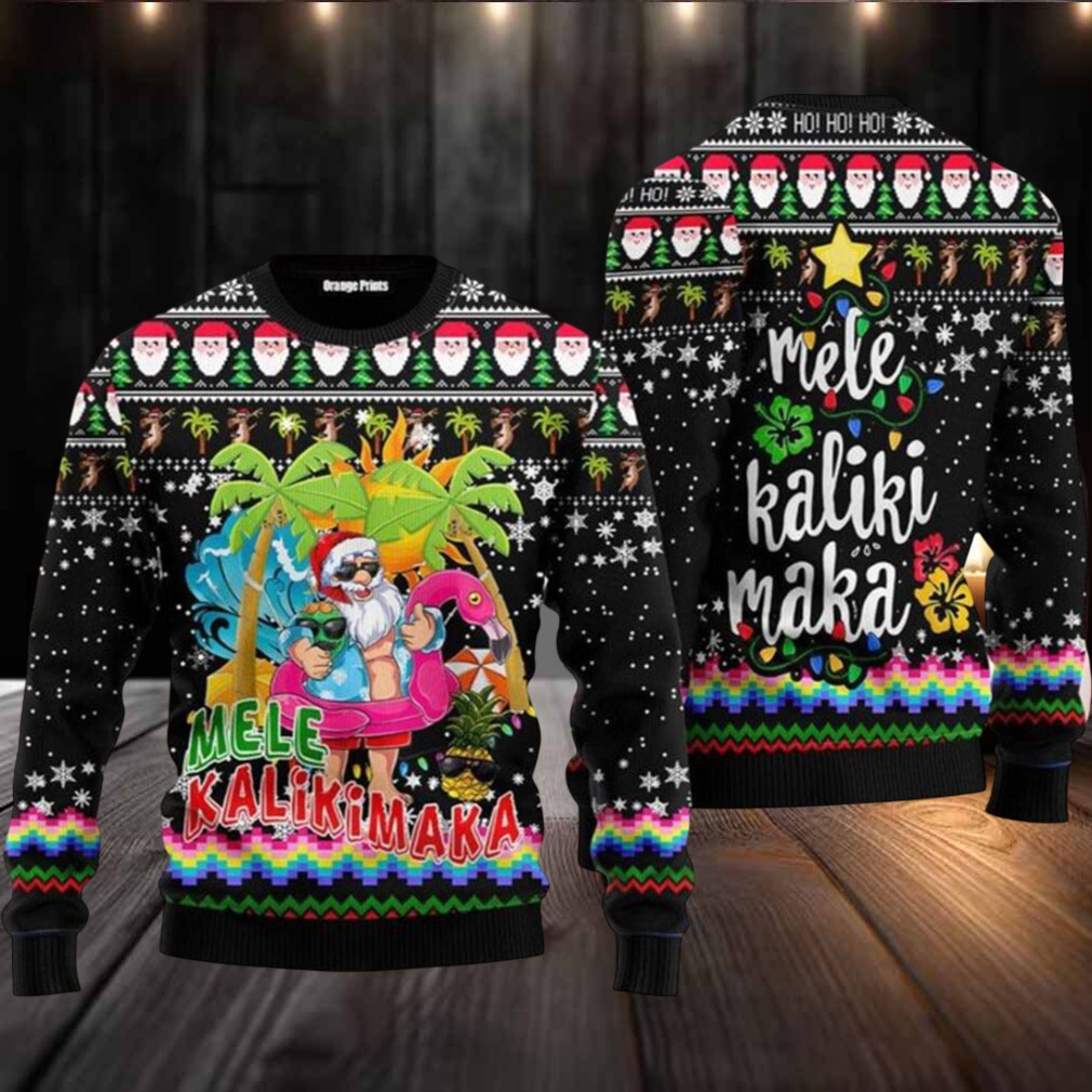 Hawaii Santa Claus Mele Kalikimaka Ugly Christmas Sweater Hawaii Santa Claus Mele Kalikimaka Ugly Christmas Sweater