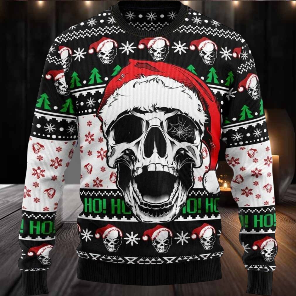 Ho Ho Ho Santa Skull Xmas Sweater, Christmas Sweater With Skulls Ho Ho Ho Santa Skull Xmas Sweater, Christmas Sweater With Skulls