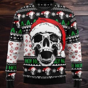 Ho Ho Ho Santa Skull Xmas Sweater, Christmas Sweater With Skulls