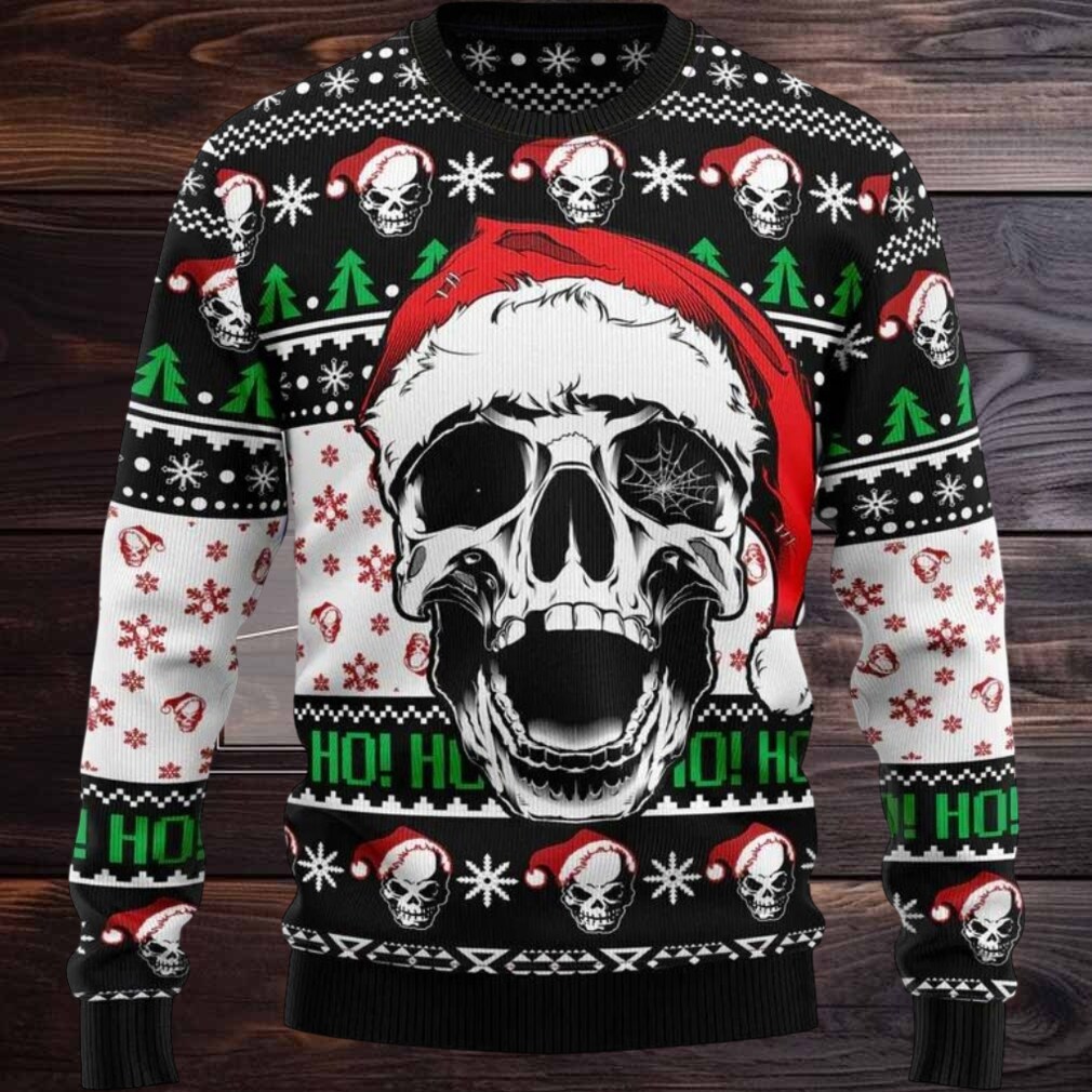 Ho Ho Ho Santa Skull Xmas Sweater, Christmas Sweater With Skulls Ho Ho Ho Santa Skull Xmas Sweater, Christmas Sweater With Skulls