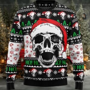 Ho Ho Ho Santa Skull Xmas Sweater, Christmas Sweater With Skulls