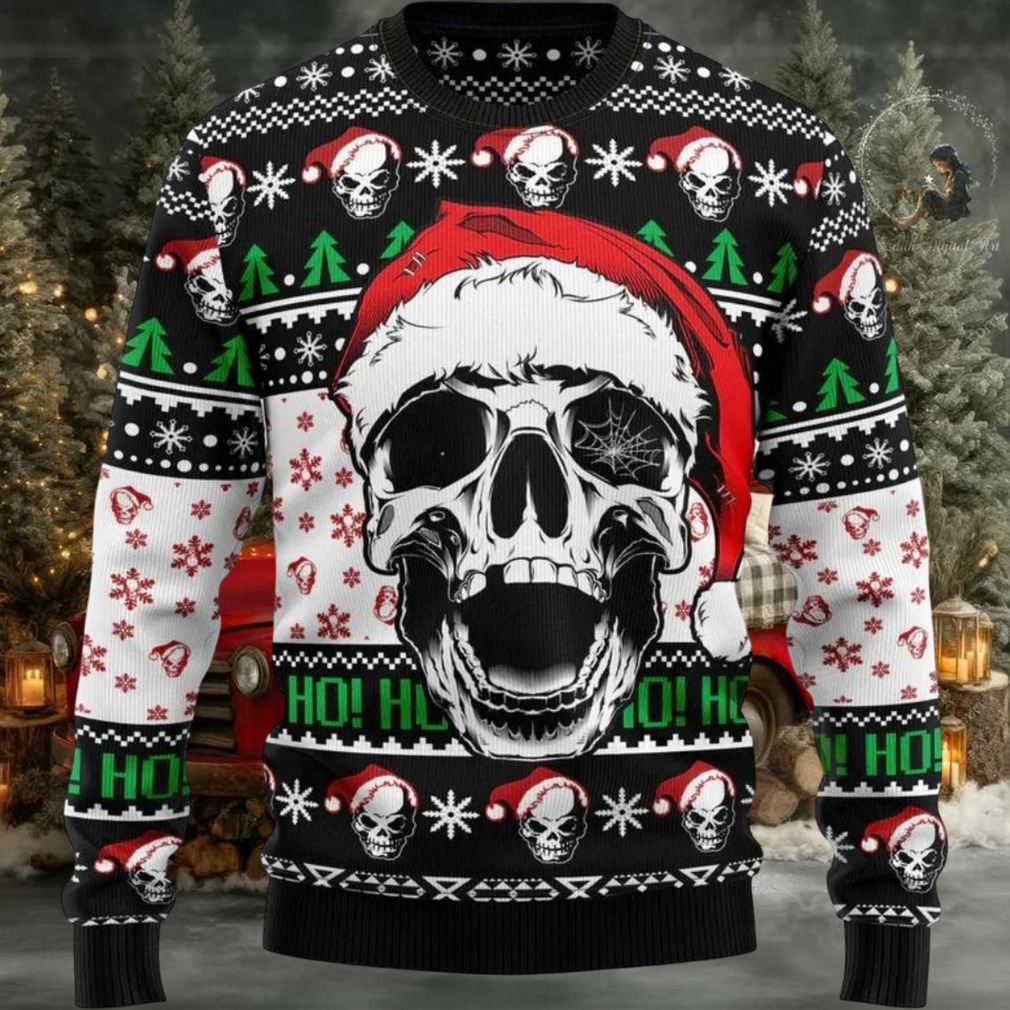 Ho Ho Ho Santa Skull Xmas Sweater, Christmas Sweater With Skulls Ho Ho Ho Santa Skull Xmas Sweater, Christmas Sweater With Skulls