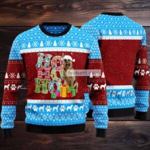 Hohoho German Shepherd Ugly Christmas Sweater Blue Ladies