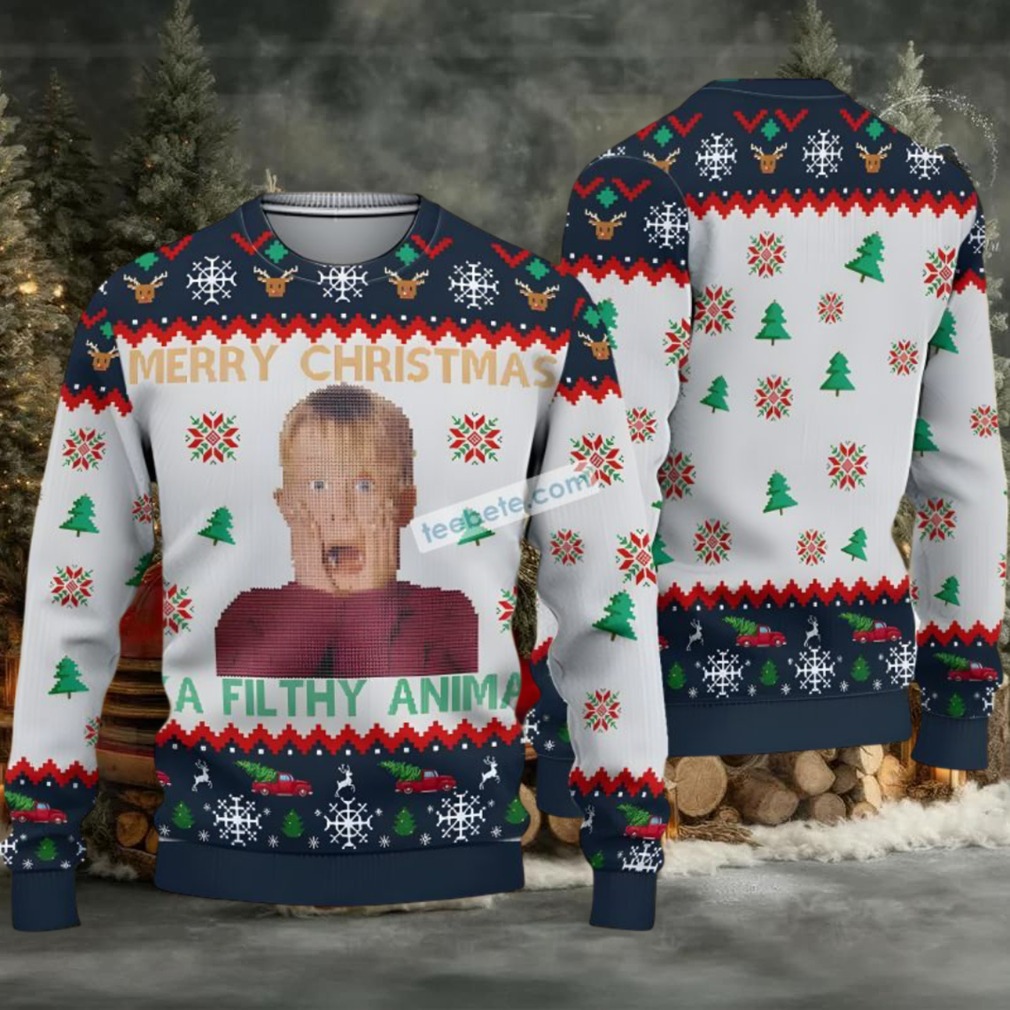 Home Alone Merry Christmas Ya Filthy Animal Ugly Christmas Sweater Blue White Ugliest Home Alone Merry Christmas Ya Filthy Animal Ugly Christmas Sweater Blue White Ugliest