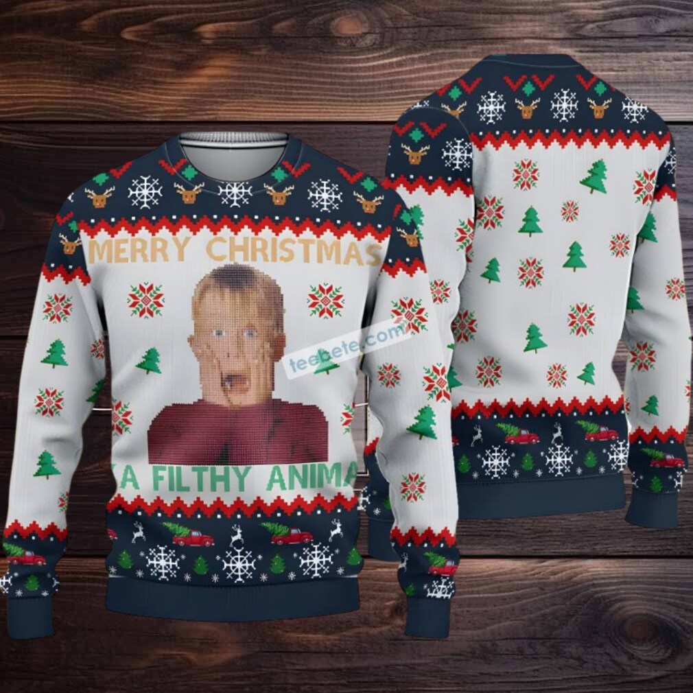 Home Alone Merry Christmas Ya Filthy Animal Ugly Christmas Sweater Blue White Ugliest Home Alone Merry Christmas Ya Filthy Animal Ugly Christmas Sweater Blue White Ugliest