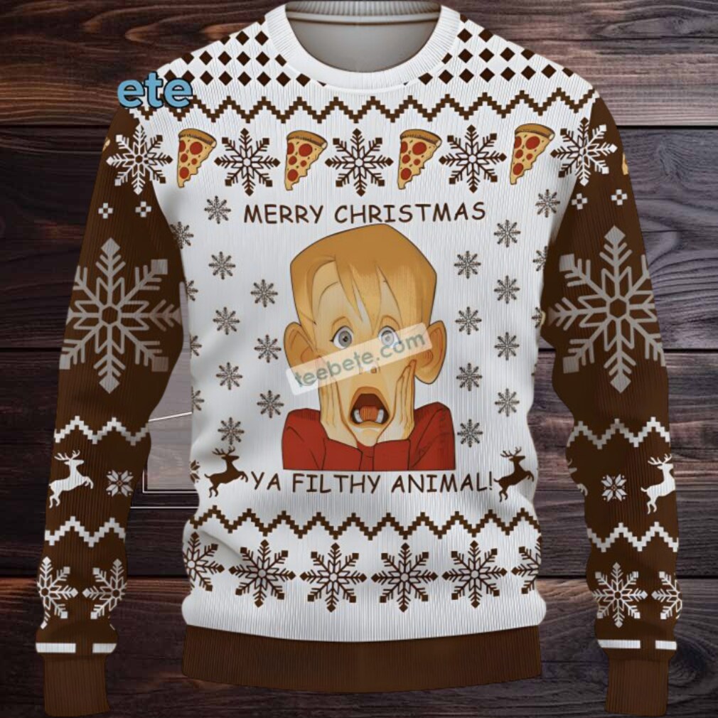 Home Alone Merry Christmas Ya Filthy Animal Ugly Christmas Sweater Brown White Home Alone Merry Christmas Ya Filthy Animal Ugly Christmas Sweater Brown White