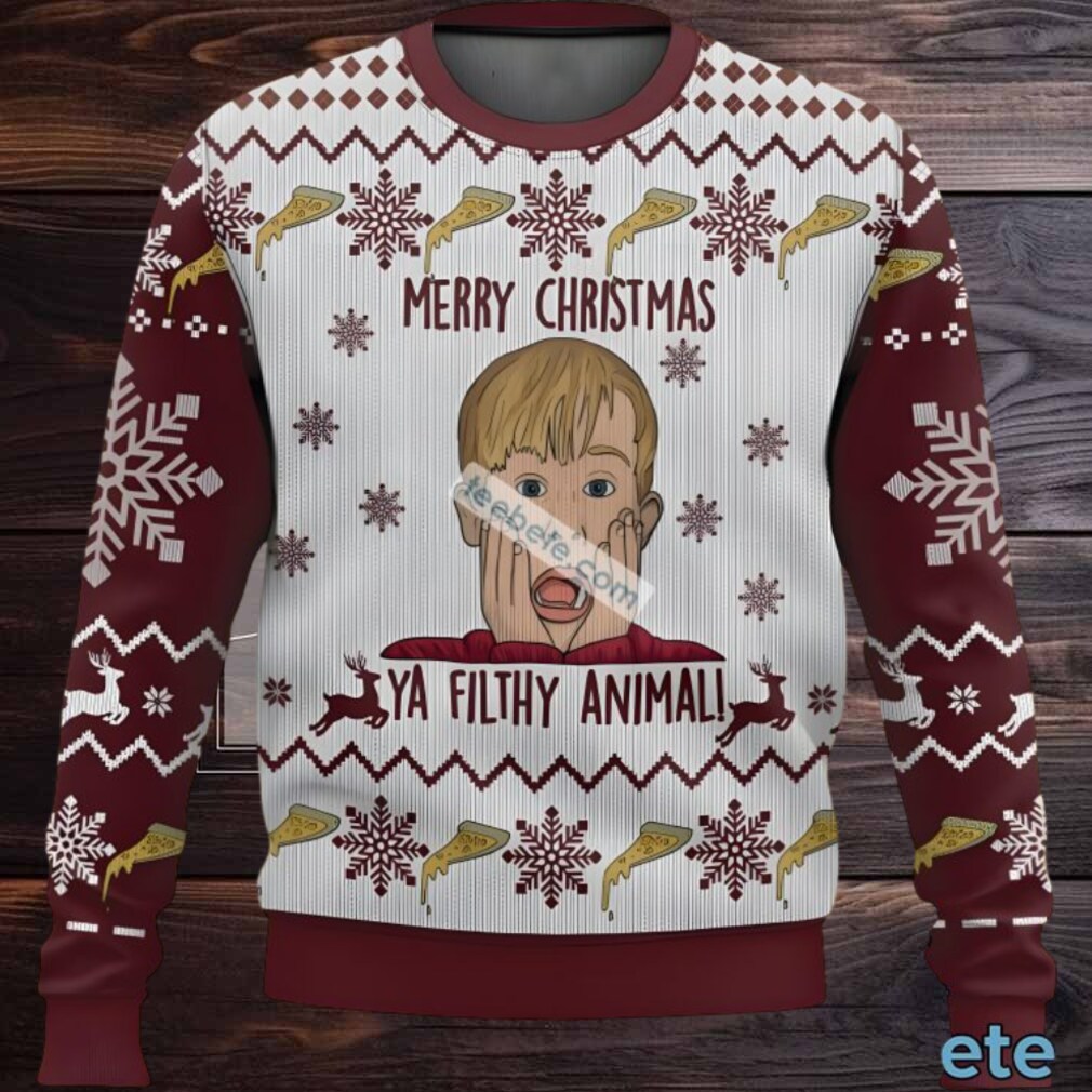 Home Alone Merry Christmas Ya Filthy Animal Ugly Sweater Red White Naughty Home Alone Merry Christmas Ya Filthy Animal Ugly Sweater Red White Naughty