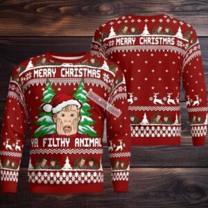 Home Alone Santa Hat Ya Filthy Animal Ugly Christmas Sweaters Best White Red