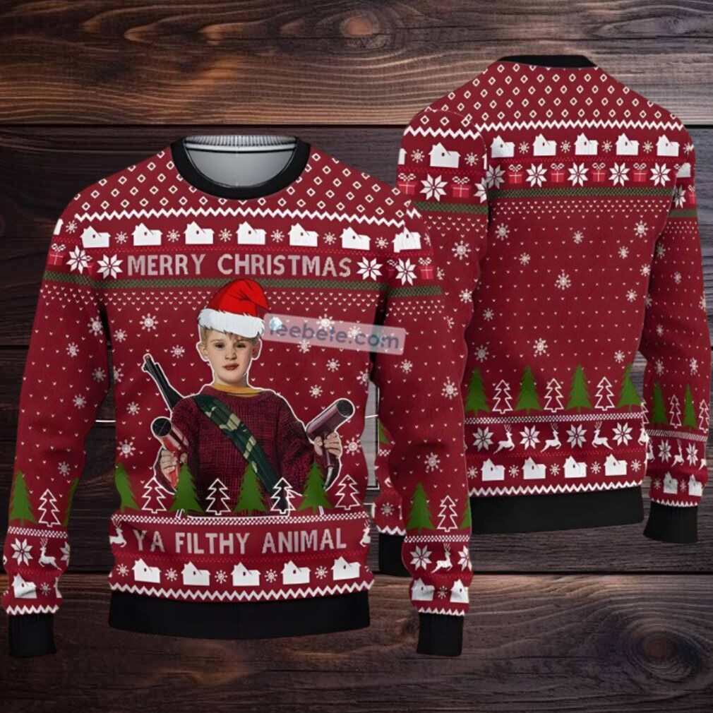 Home Alone Ya Filthy Animal Ugly Christmas Sweaters Couples Black Red Home Alone Ya Filthy Animal Ugly Christmas Sweaters Couples Black Red