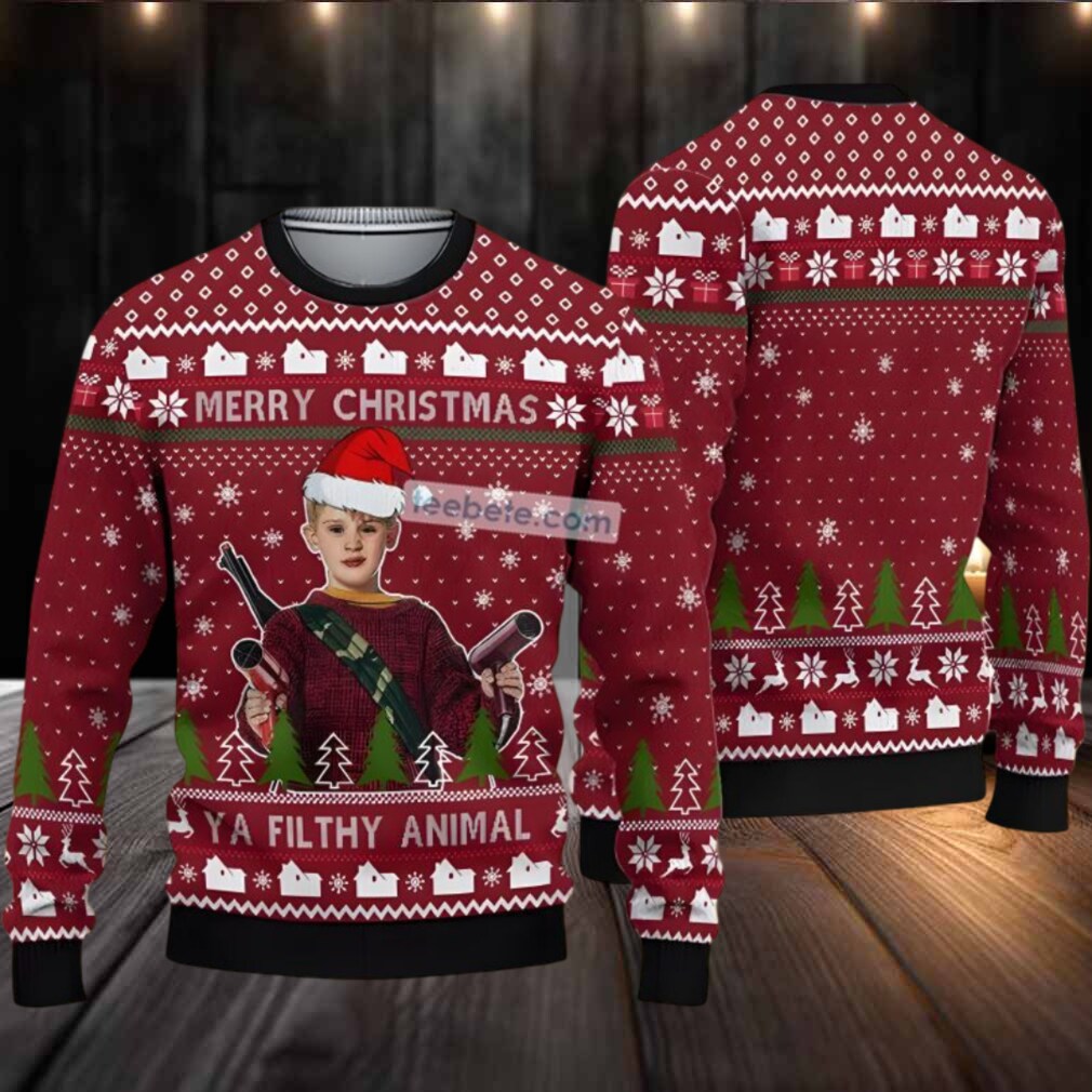 Home Alone Ya Filthy Animal Ugly Christmas Sweaters Couples Black Red Home Alone Ya Filthy Animal Ugly Christmas Sweaters Couples Black Red