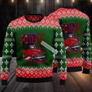 Home For The Holiday Louisiana State Ugly Christmas Sweater Green Family