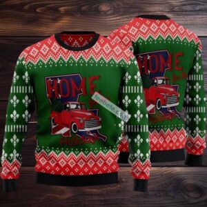 Home For The Holiday Louisiana State Ugly Christmas Sweater Green Family
