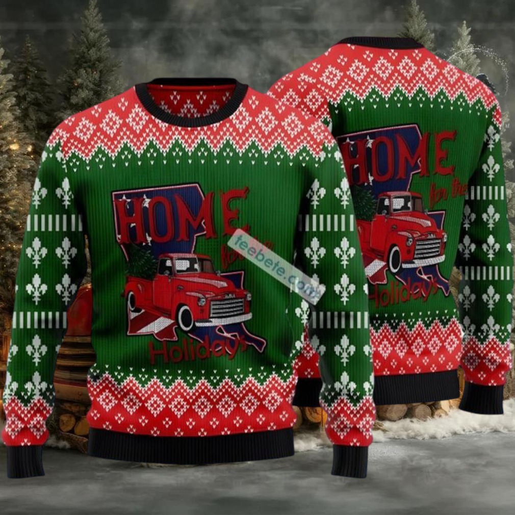 Home For The Holiday Louisiana State Ugly Christmas Sweater Green Family Home For The Holiday Louisiana State Ugly Christmas Sweater Green Family