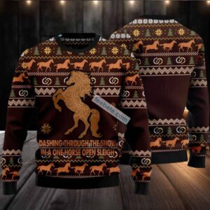 Horse Through Runing Ugly Christmas Sweater Adults