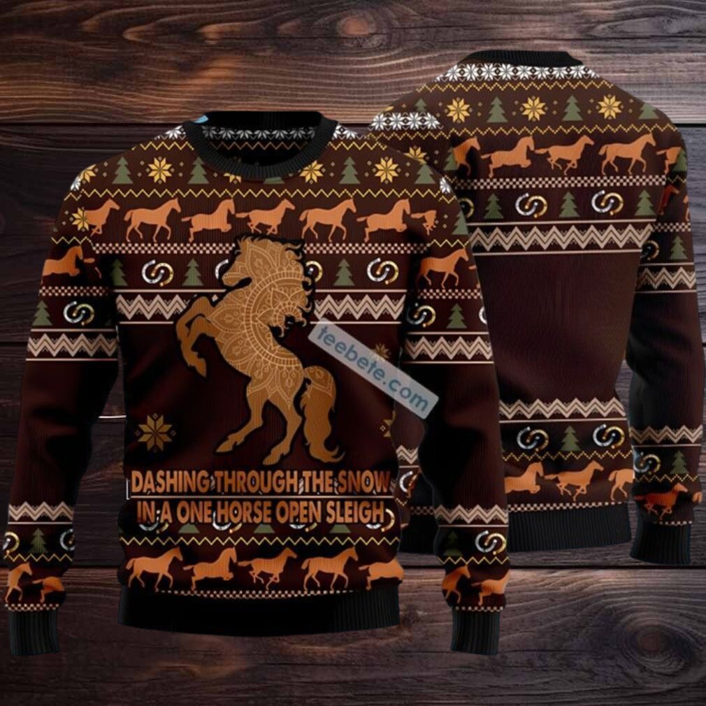 Horse Through Runing Ugly Christmas Sweater Adults Horse Through Runing Ugly Christmas Sweater Adults