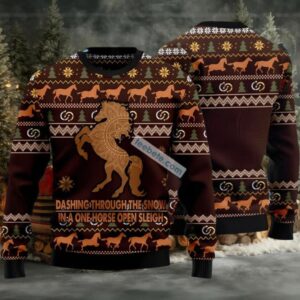 Horse Through Runing Ugly Christmas Sweater Adults