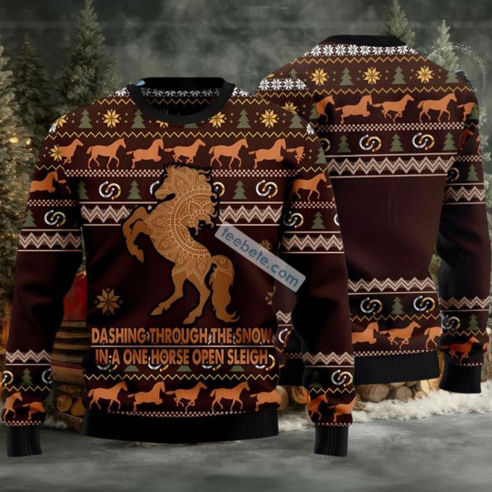 Horse Through Runing Ugly Christmas Sweater Adults Horse Through Runing Ugly Christmas Sweater Adults