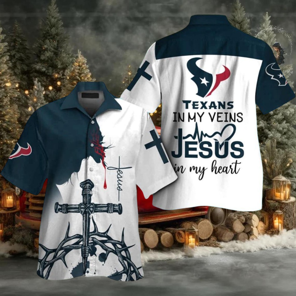 Houston Texans In My Veins Jesus Im My Heart Hawaiian Shirt