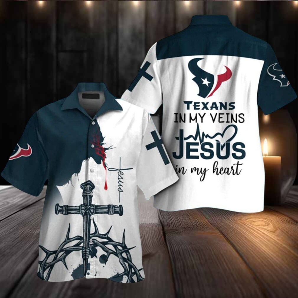 Houston Texans In My Veins Jesus Im My Heart Hawaiian Shirt