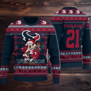 Houston Texans Mickey Mouse Santa Ugly Christmas Sweater