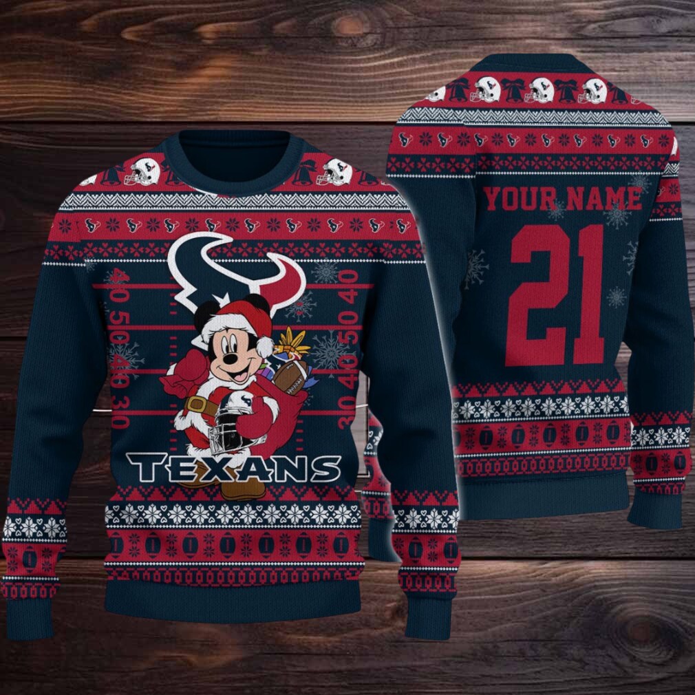 Houston Texans Mickey Mouse Santa Ugly Christmas Sweater Houston Texans Mickey Mouse Santa Ugly Christmas Sweater