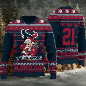 Houston Texans Mickey Mouse Santa Ugly Christmas Sweater