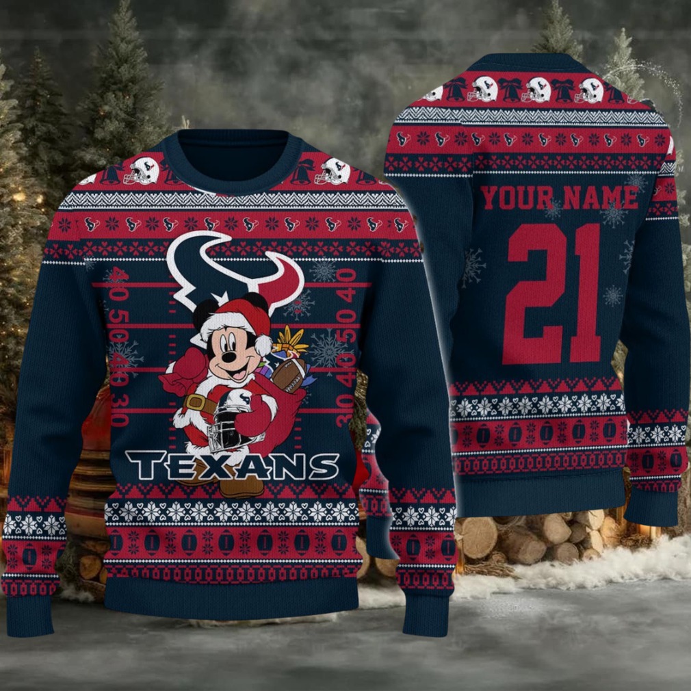 Houston Texans Mickey Mouse Santa Ugly Christmas Sweater Houston Texans Mickey Mouse Santa Ugly Christmas Sweater