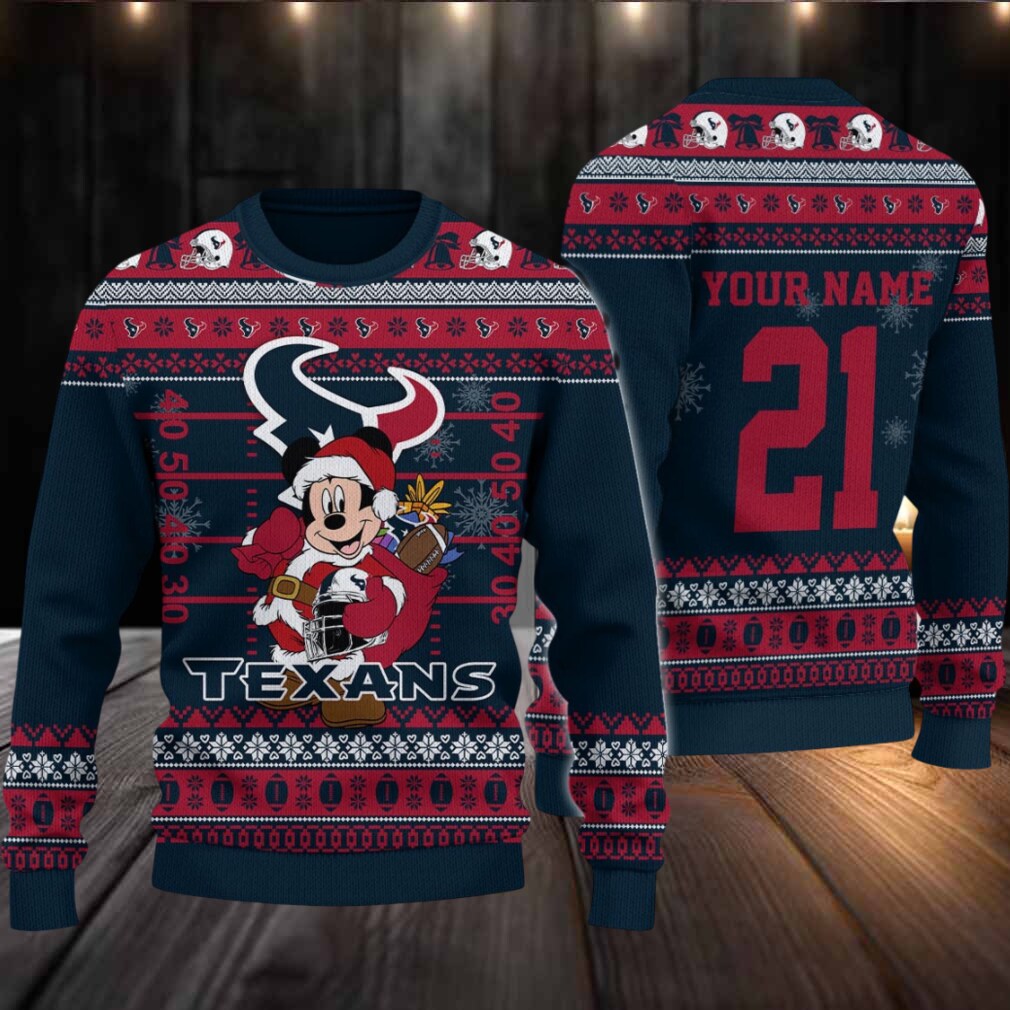 Houston Texans Mickey Mouse Santa Ugly Christmas Sweater Houston Texans Mickey Mouse Santa Ugly Christmas Sweater