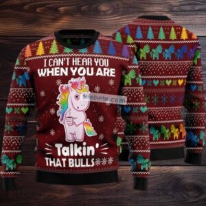I Cant Hear You Unicorn Ugly Christmas Sweater Red Womens Sweatshirt
