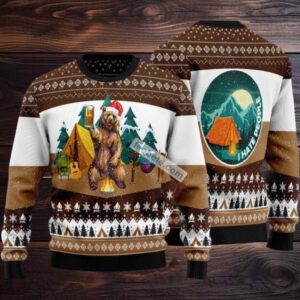 I Hate People Bear Camping Ugly Christmas Sweater Mens