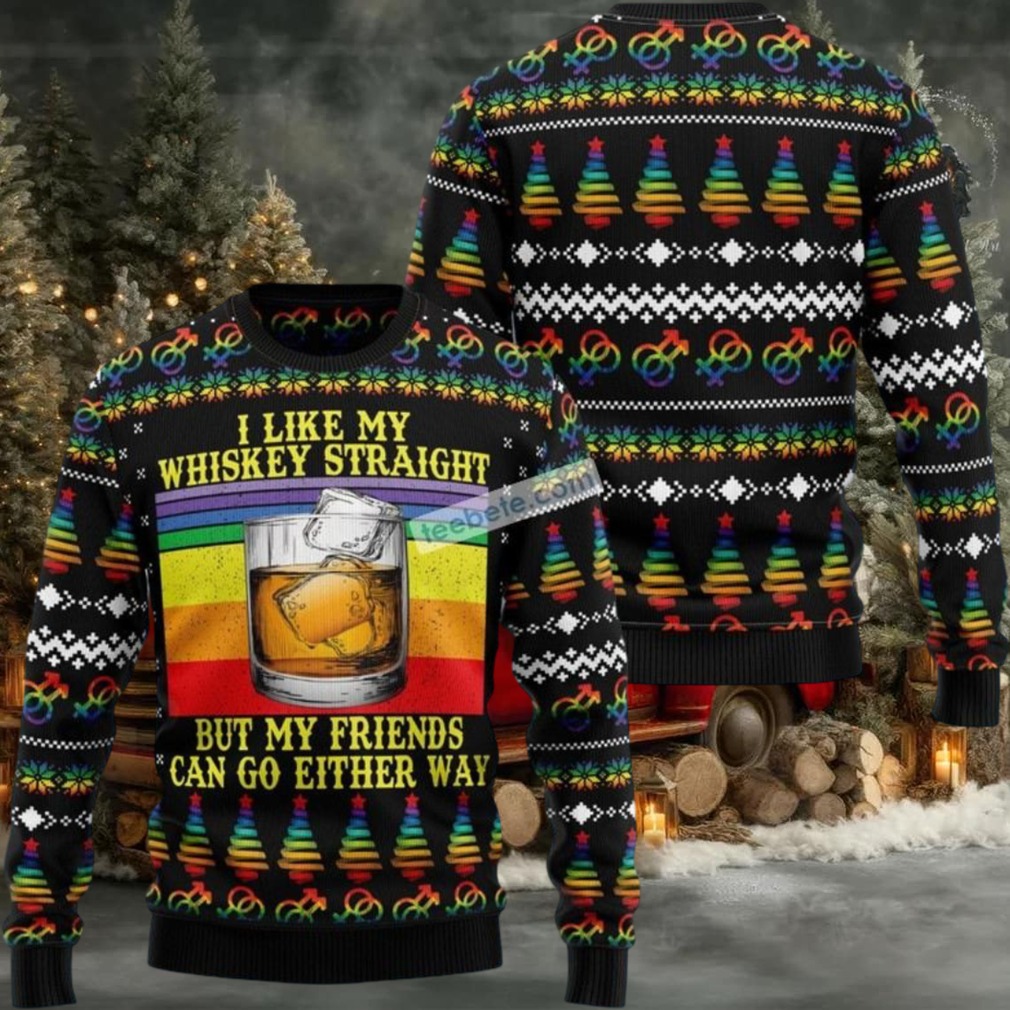 I Like My Whiskey Straight Wine Ugly Christmas Sweater Party I Like My Whiskey Straight Wine Ugly Christmas Sweater Party