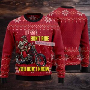 If You Dont Ride Ugly Christmas Sweater Red Merry Christmas
