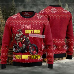 If You Dont Ride Ugly Christmas Sweater Red Merry Christmas