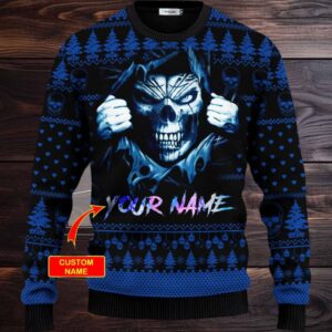 I'm A Good Guy Custom Name Skull Ugly Christmas Sweater