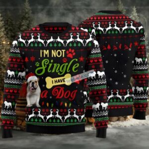 Im Not Single I Have A Bulldog Mom Ugly Christmas Sweater Black Ugliest
