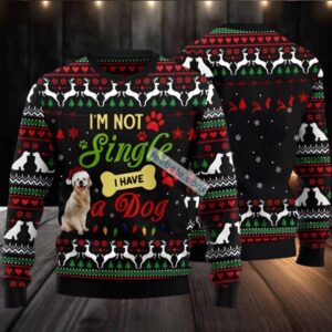 Im Not Single I Have A Golden Retriever Mom Ugly Christmas Sweater Black Ladies