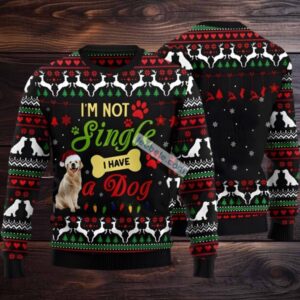 Im Not Single I Have A Golden Retriever Mom Ugly Christmas Sweater Black Ladies