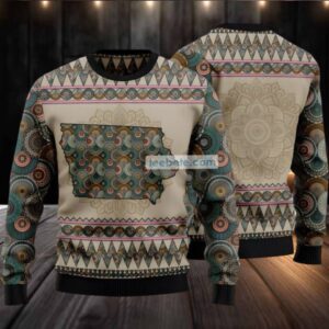 Iowa Mandala Pattern Ugly Christmas Sweater Womens